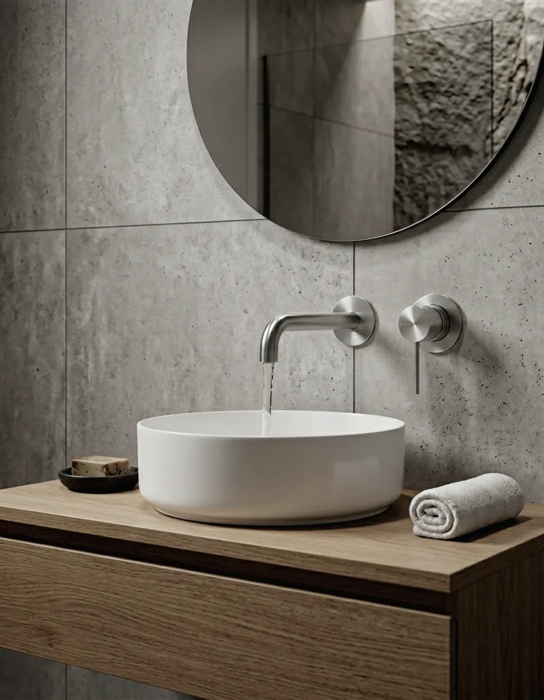 Lucito wall basin mixer and spout in brushed stainless