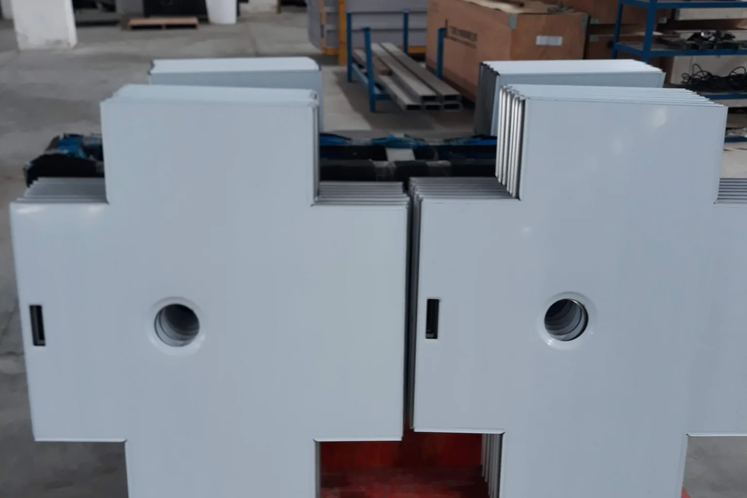 Press tooling on a factory trolley, ready for a production run
